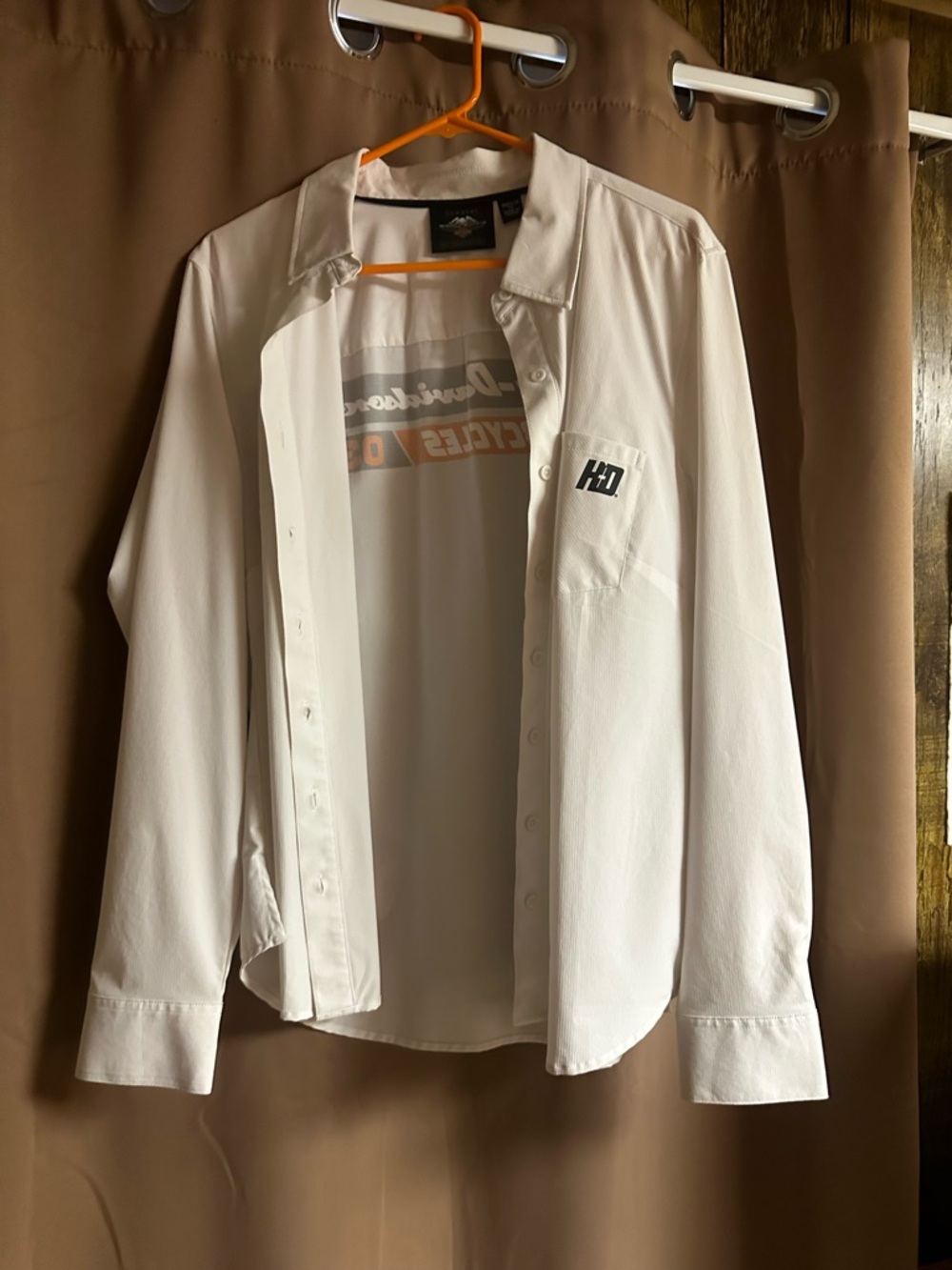 Harley-Davidson White Men's Casual Button-Down Shirt with HD Pocket Logo